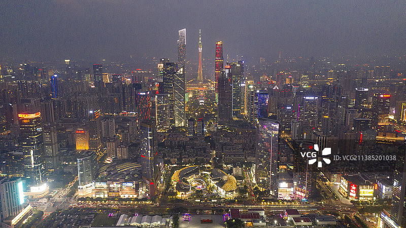 航拍广州城市风光夜景建筑灯光图片素材