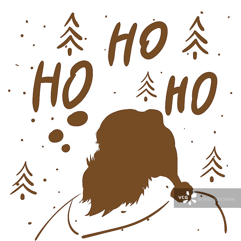 Ho-ho-ho圣诞老人戴着帽子的剪影快乐图片素材