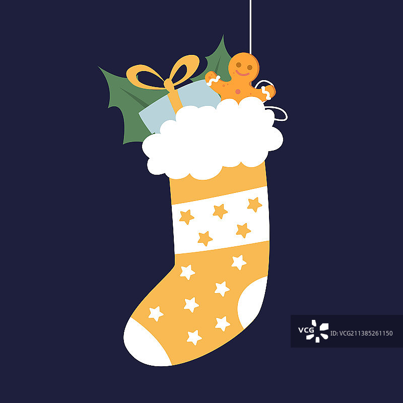 可爱的圣诞袜装满了小礼物图片素材