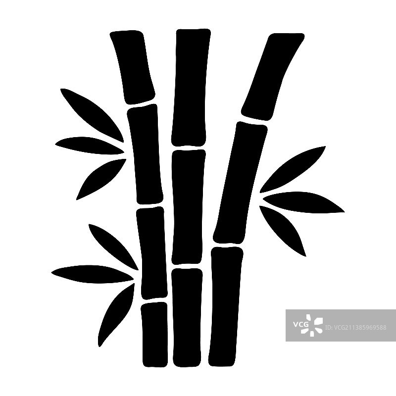竹子图标孤立在白色上，黑色简单图片素材