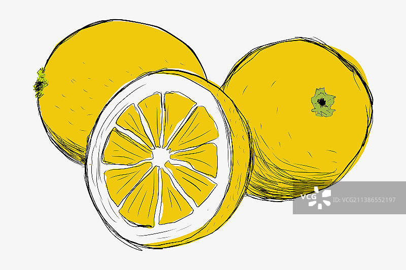 手绘柠檬切片手绘柠檬图片素材