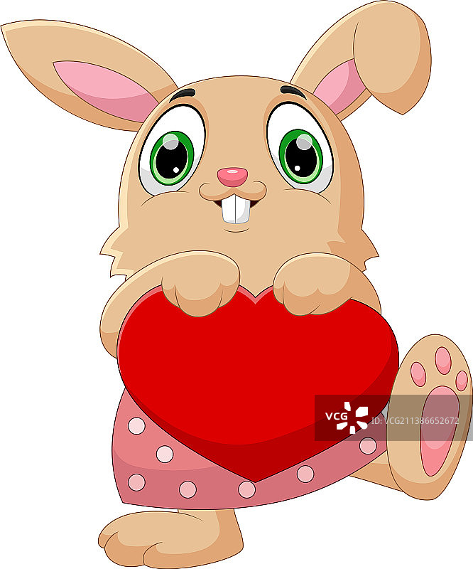 可爱的卡通兔子抱着爱心图片素材