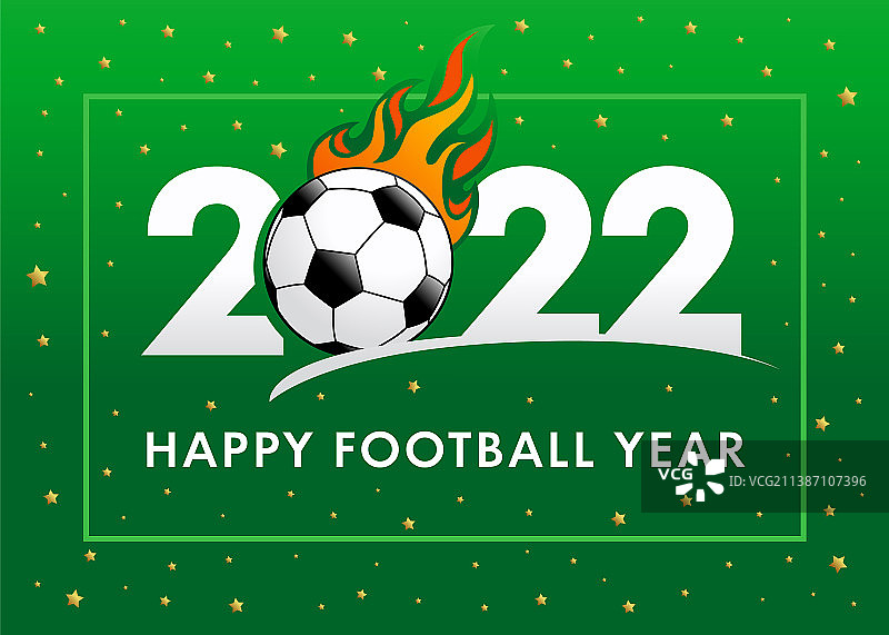 2022足球年快乐绿旗图片素材
