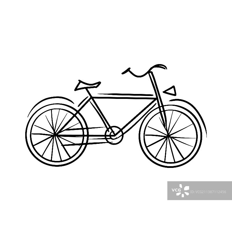 行走的两轮自行车素描涂鸦图片素材