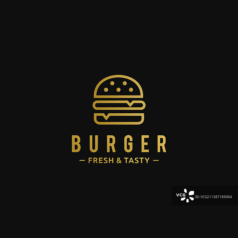 汉堡汉堡线艺术极简主义标志设计图片素材