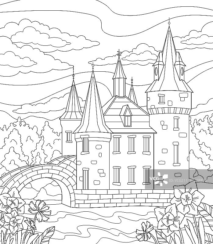 河边城堡的概念图片素材