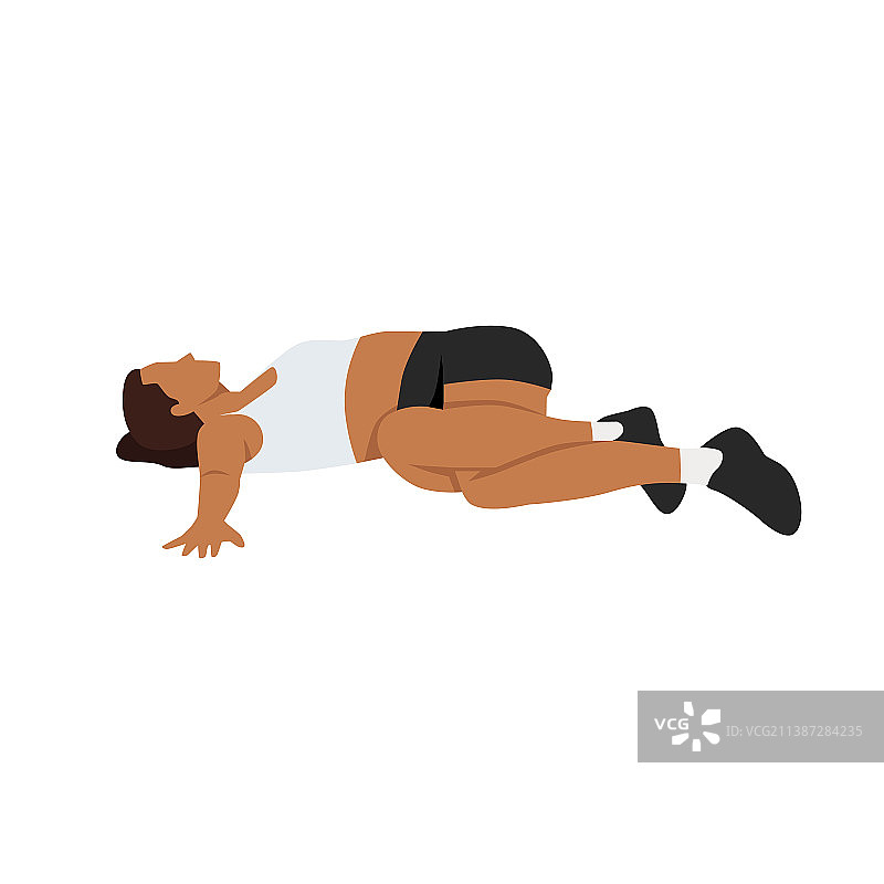 女子做躺下后屈伸展运动图片素材