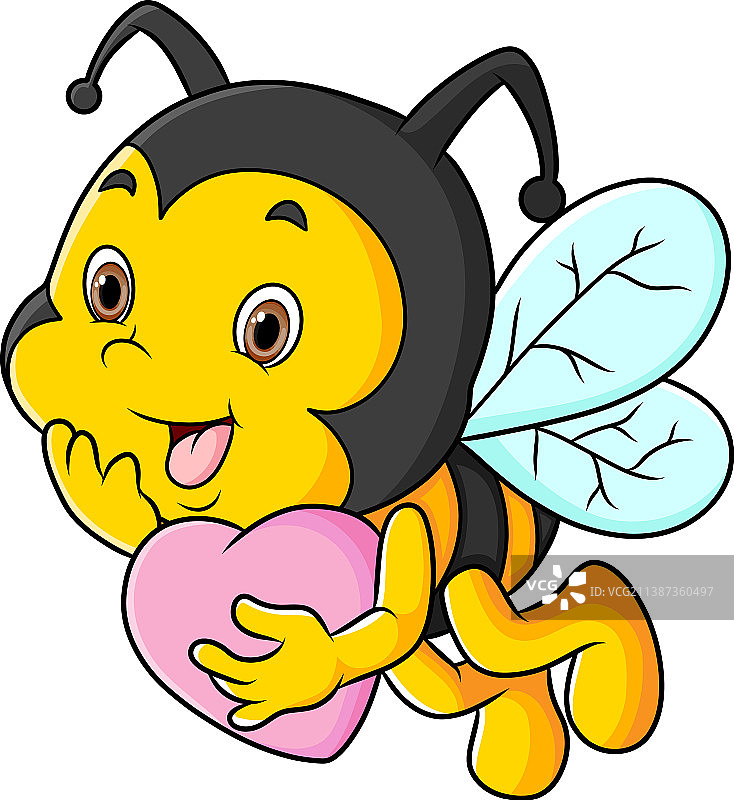 可爱的小蜜蜂正捧着心爱的娃娃飞翔图片素材