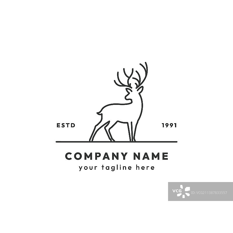鹿单线标志设计模板图片素材