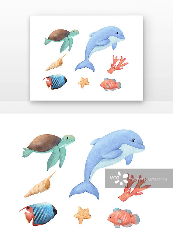 梦幻卡通海洋生物套图元素图片素材