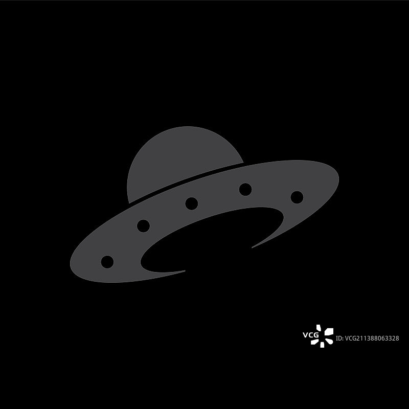 黑色UFO外星飞机黑色标志设计图形图片素材