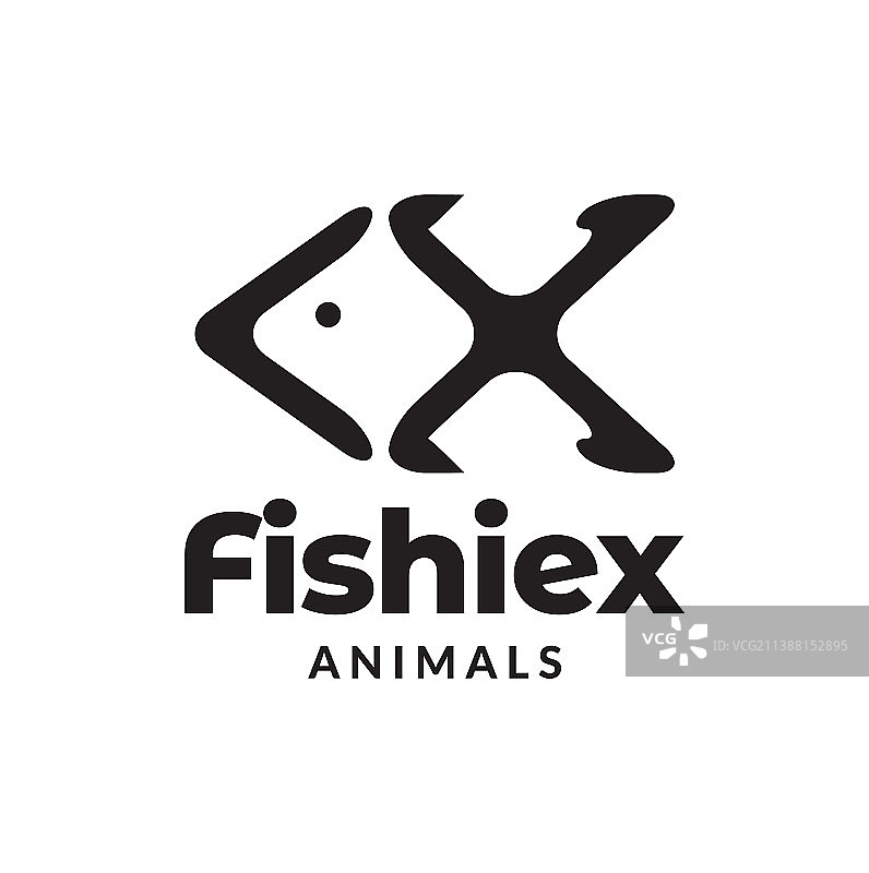 字母x与鱼形标志设计图形图片素材