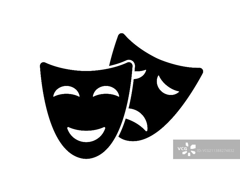 戏剧剧场面具和喜剧剧场面具的图标图片素材