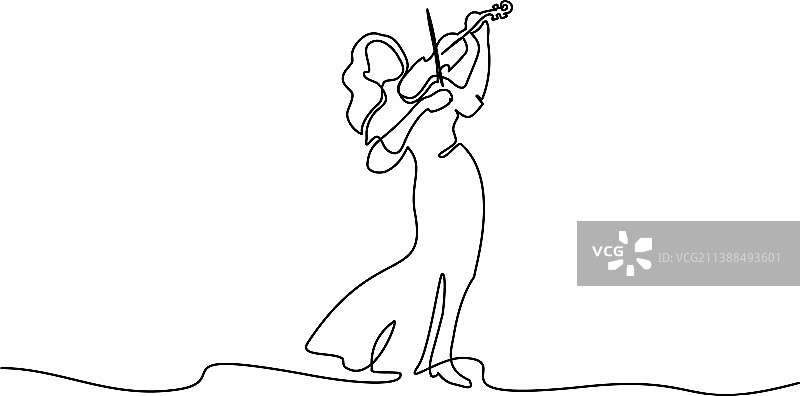 小提琴手，一个连续演奏小提琴的女孩图片素材