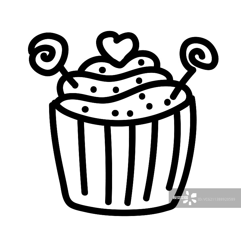 情人节涂鸦图标蛋糕的心甜图片素材