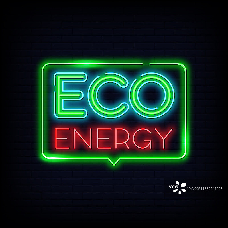 生态能源霓虹灯标志风格的文字图片素材
