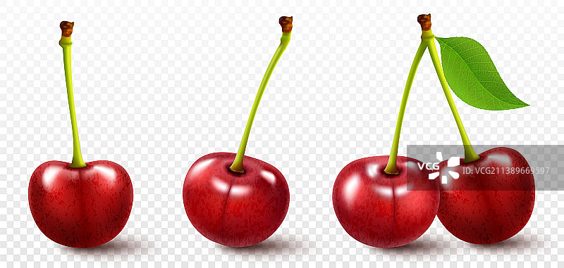 成熟的红色樱桃逼真的3d明亮图片素材