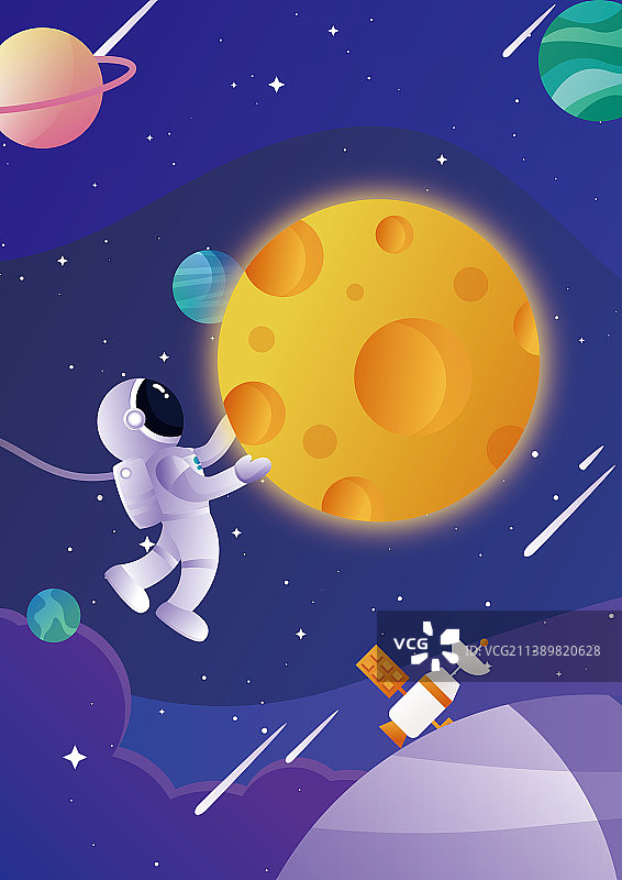 人类月球日矢量插画海报图片素材
