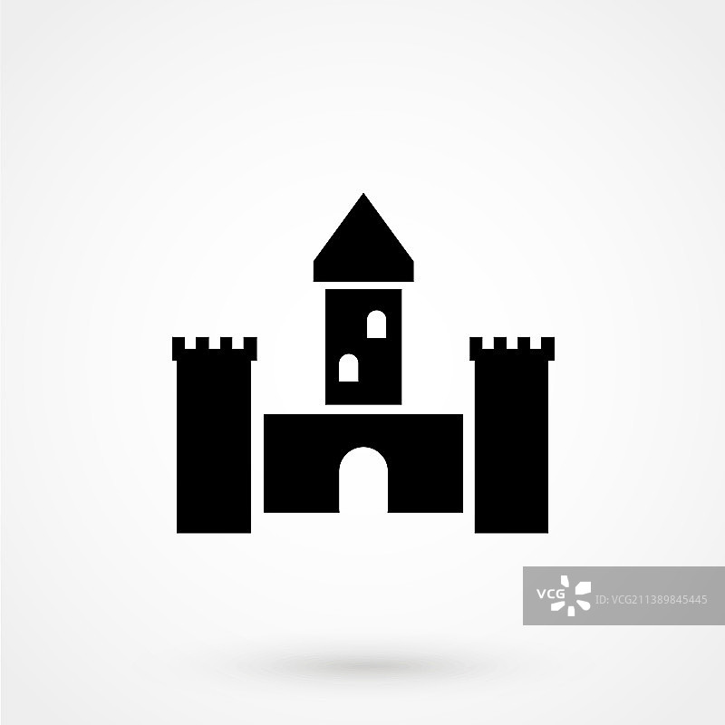 以一种扁平的风格孤立在白塔上的城堡图标图片素材