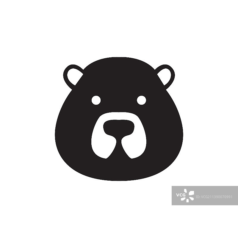 孤立可爱的头部蜜糖熊标志设计图形图片素材