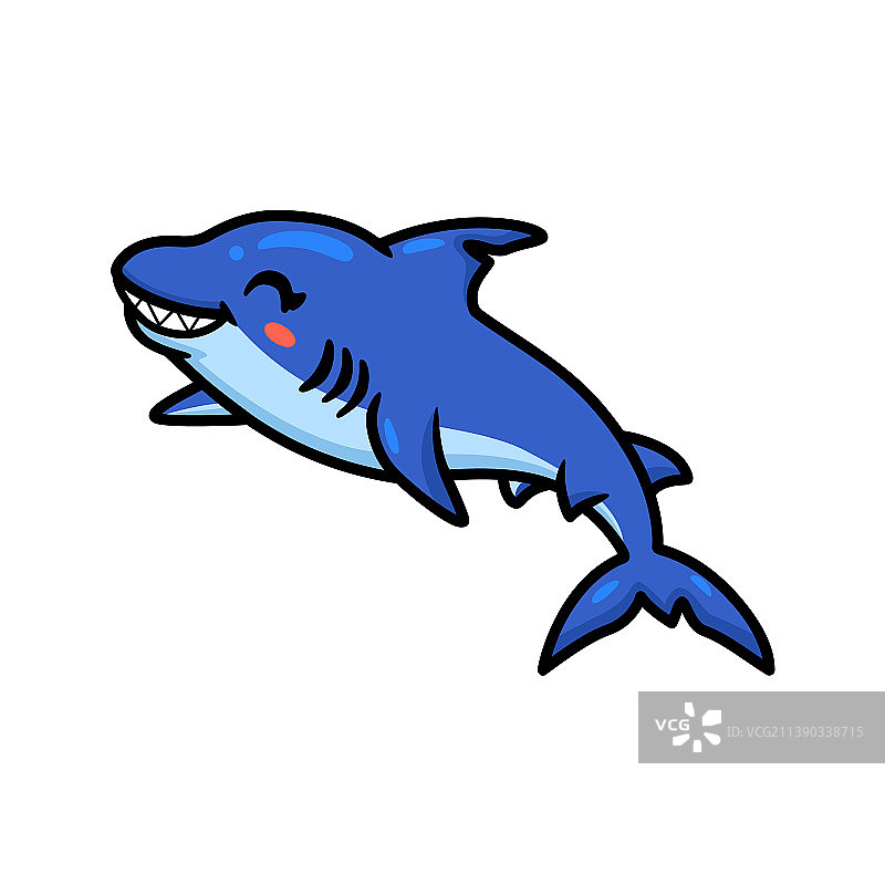 可爱的卡通小鲨鱼游泳图片素材
