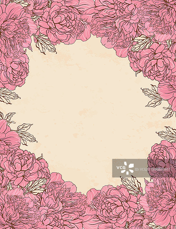美丽的牡丹花束设计在米色背景图片素材