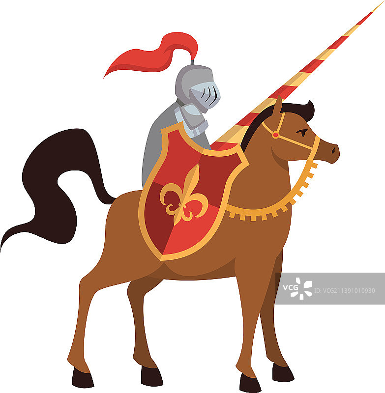 中世纪骑在马上用长矛比武的骑士图片素材