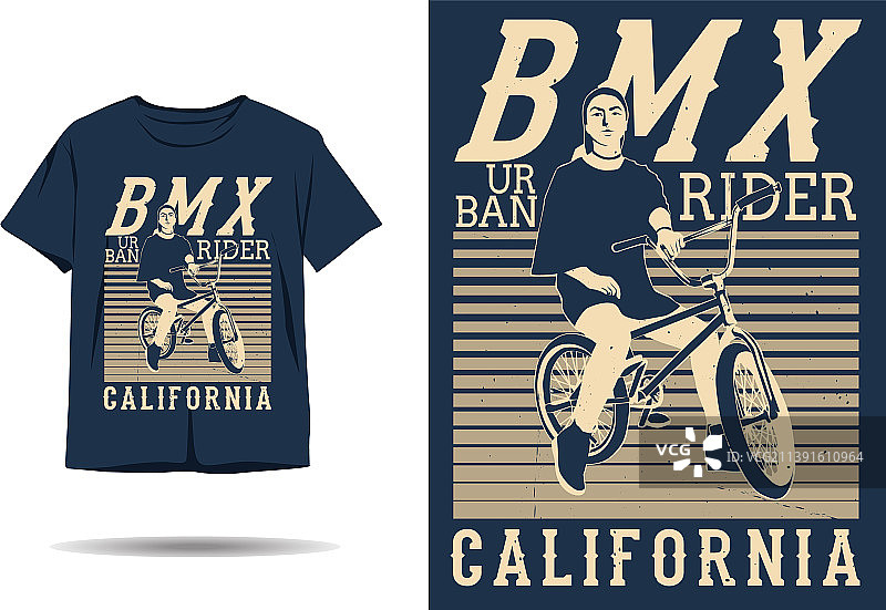 自行车城市骑手加州廓形t恤图片素材