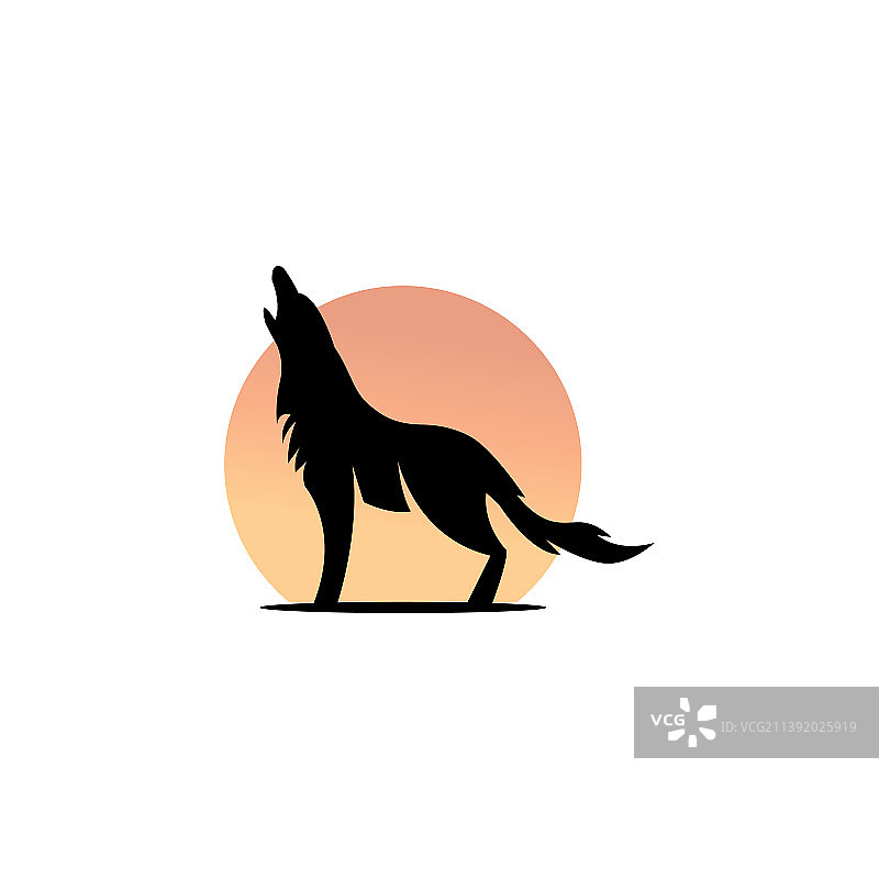 狼吼标志日落设计图片素材