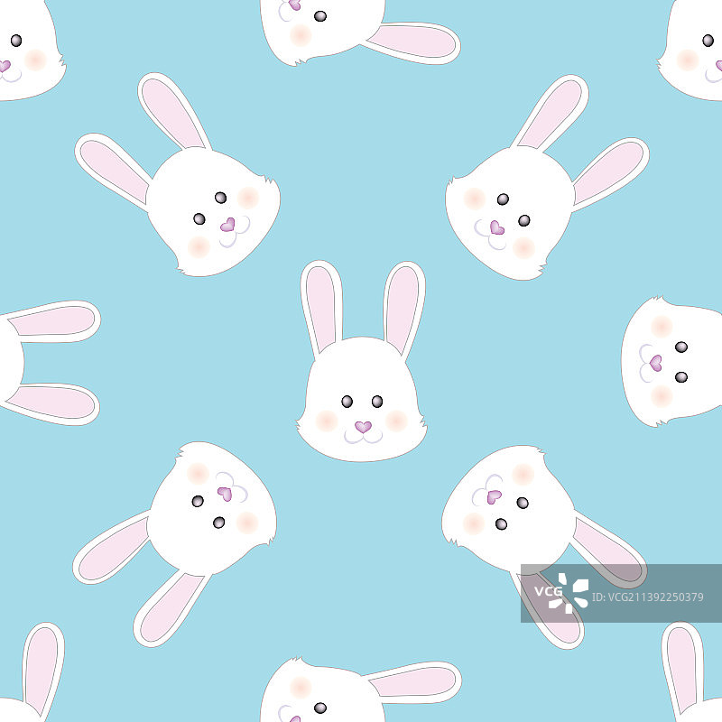 可爱的复活节小兔子脸卡通图片素材