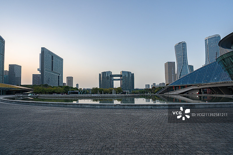 杭州新区市政府周边城市天际线图片素材