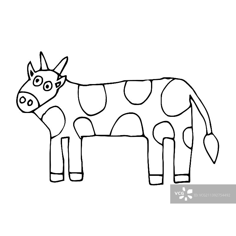 卡通涂鸦牛被孤立了图片素材