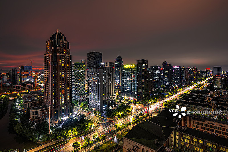 宁波南部商务区夜景高视角图片素材