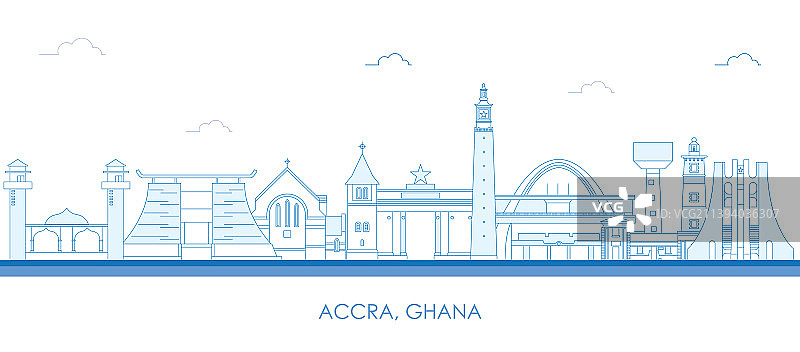 加纳阿克拉的城市轮廓天际线全景图片素材