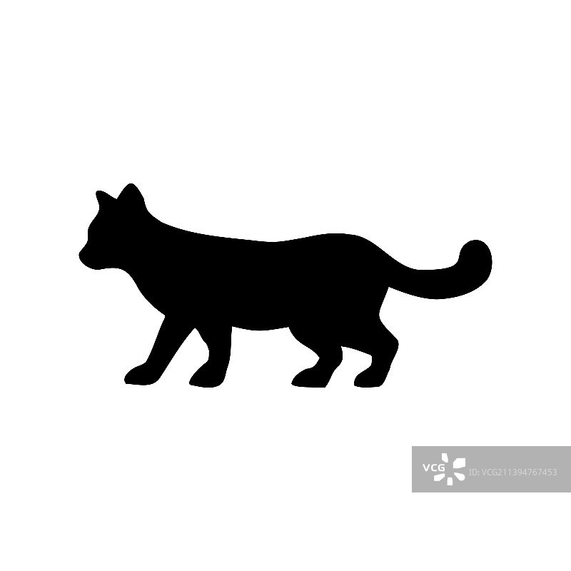黑猫的轮廓孤立在白色上图片素材