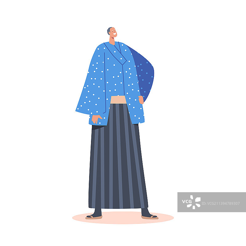亚洲老人穿蓝色和服老男性图片素材