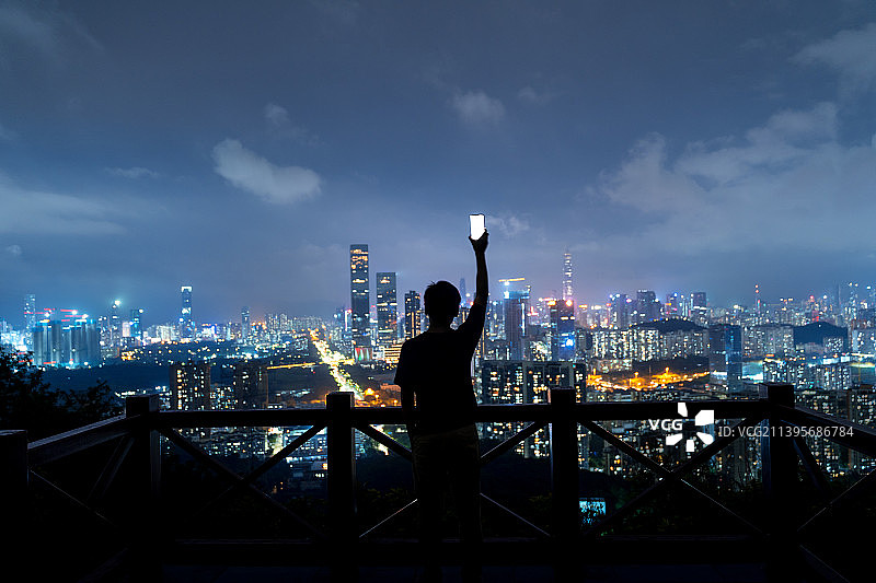 深圳夜景奋斗者互联网科技城市天际线图片素材
