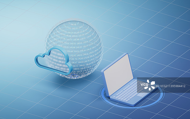 云计算与数字球体3D渲染图片素材