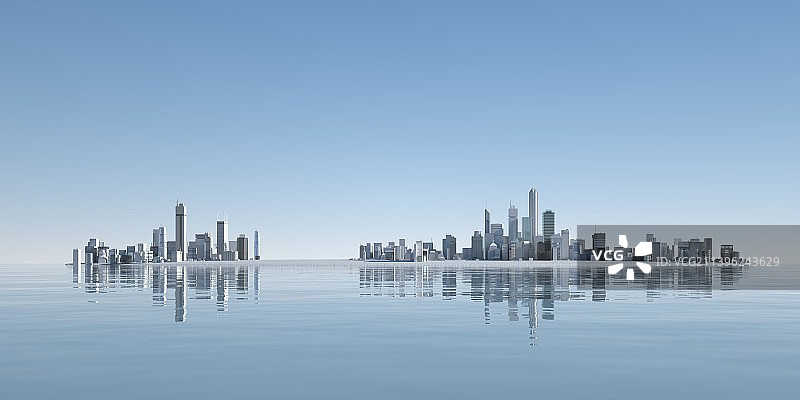 三维渲染城市天际线图片素材