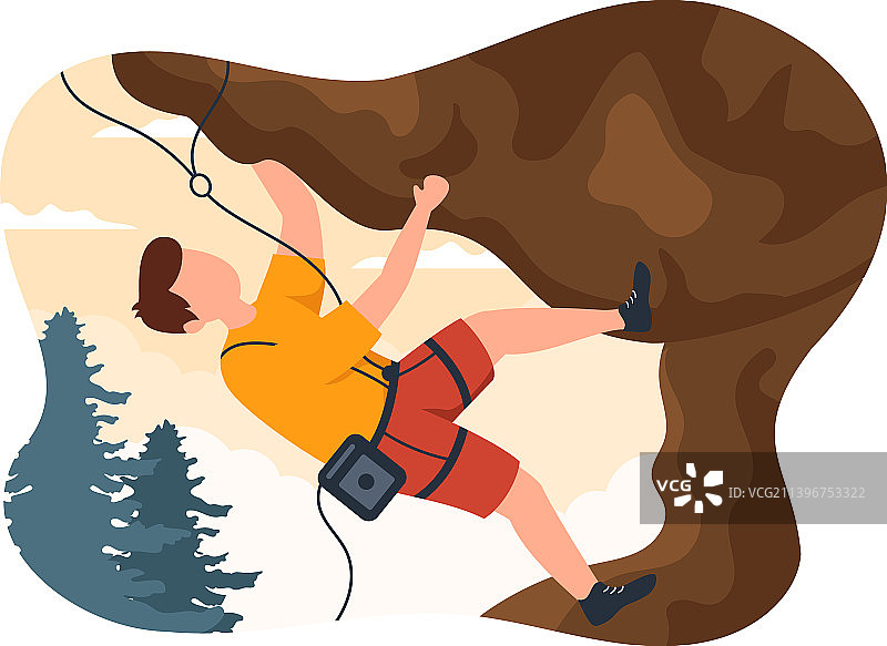 登山卡通攀岩者图片素材