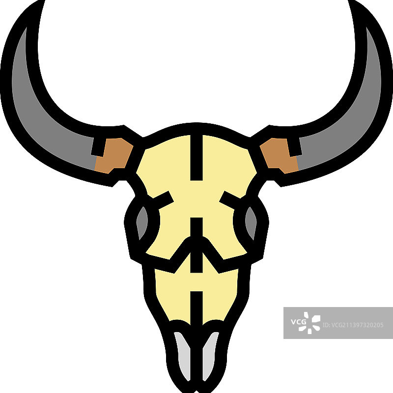 骷髅公牛彩色图标图片素材