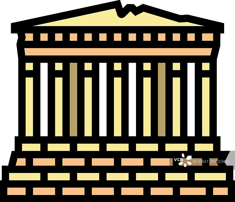 欧洲古色古香的帕台农神庙建筑图标图片素材