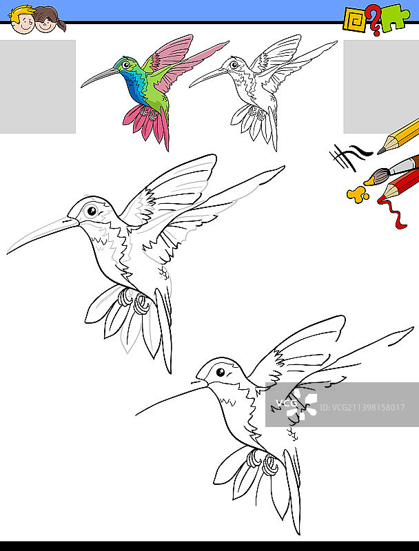 用蜂鸟画画和上色图片素材