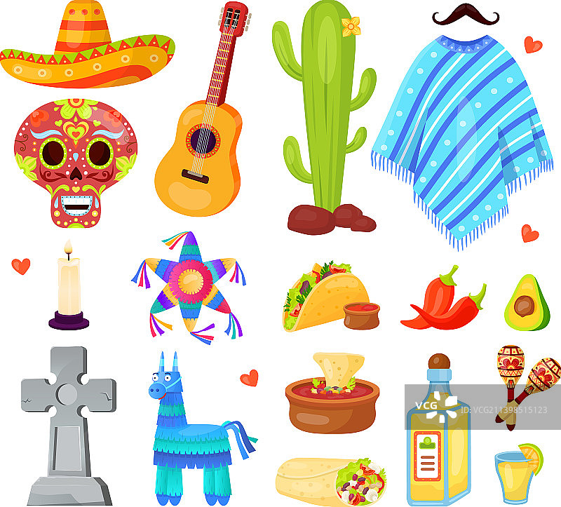 墨西哥狂欢节的元素墨西哥节日的喜庆图片素材