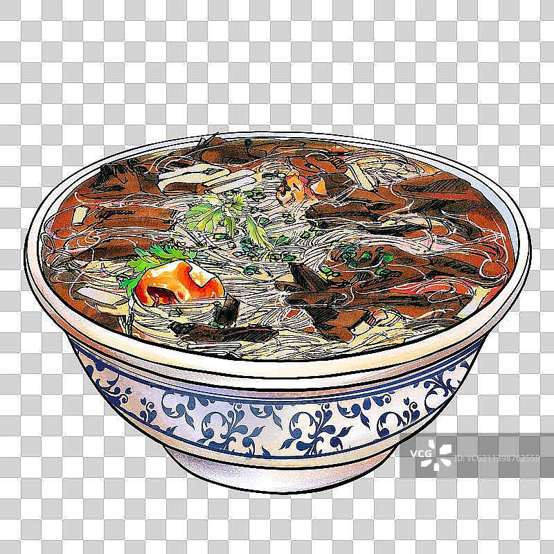 厦门 面线糊 鸭血粉丝 中国传统小吃 美食手绘插画图片素材