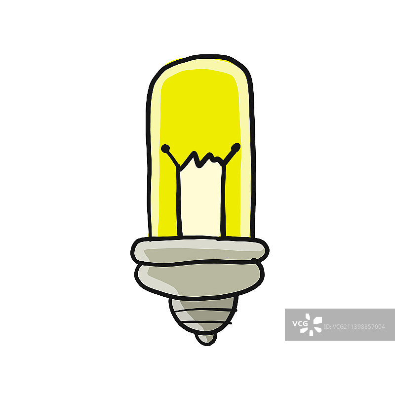 灯泡孤立在白色卡通风格的平面图片素材