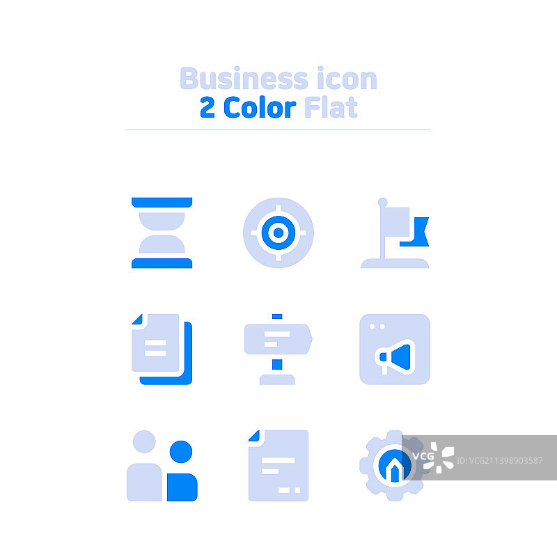 两色调的平面业务图标设置图片素材