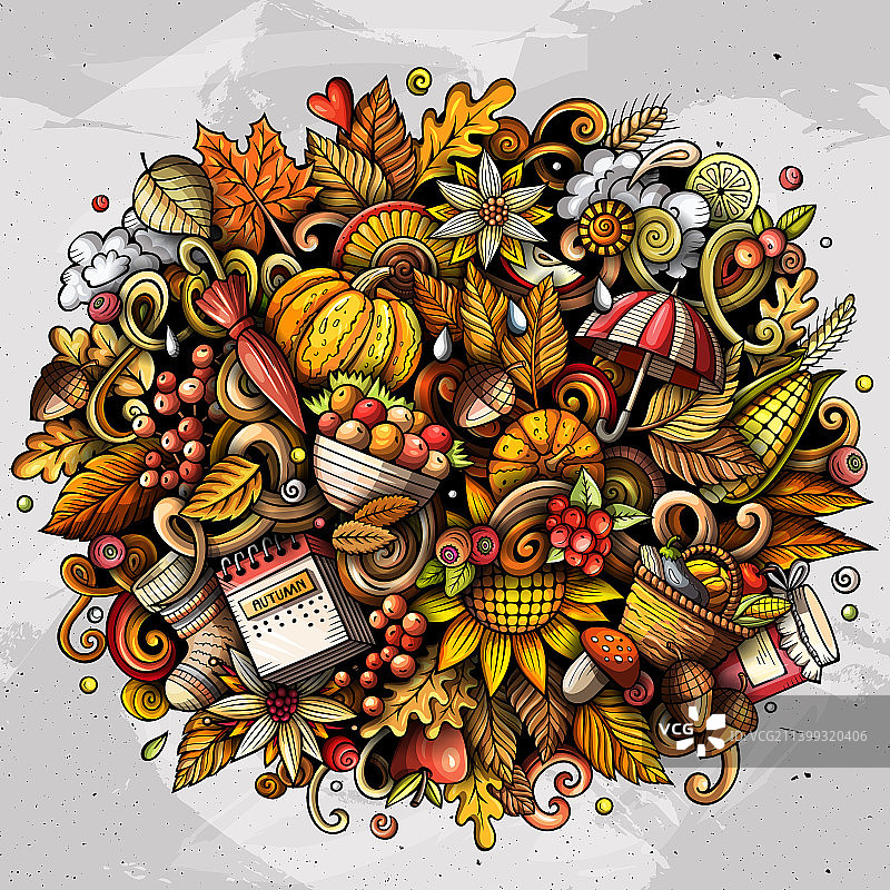 秋季自然卡通涂鸦图片素材