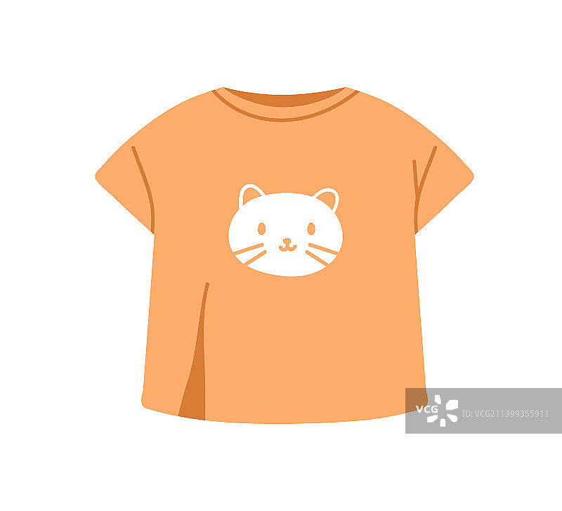 孩子t恤可爱的猫印孩子夏天图片素材
