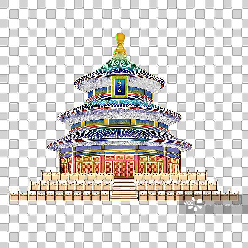 北京天坛祈年殿城市地标建筑插画图片素材